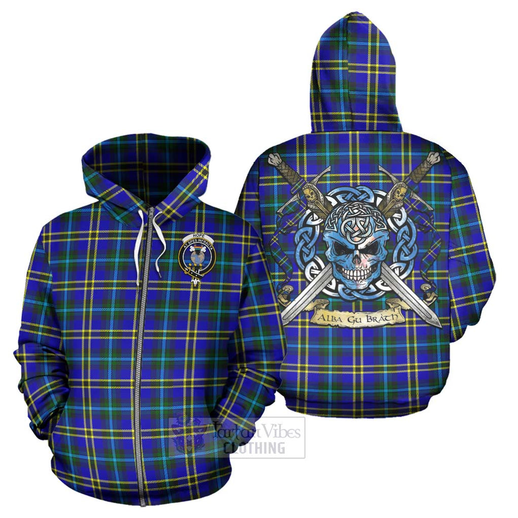 Tartan Vibes Clothing Hope Tartan Hoodie with Family Crest Celtic Skull Style