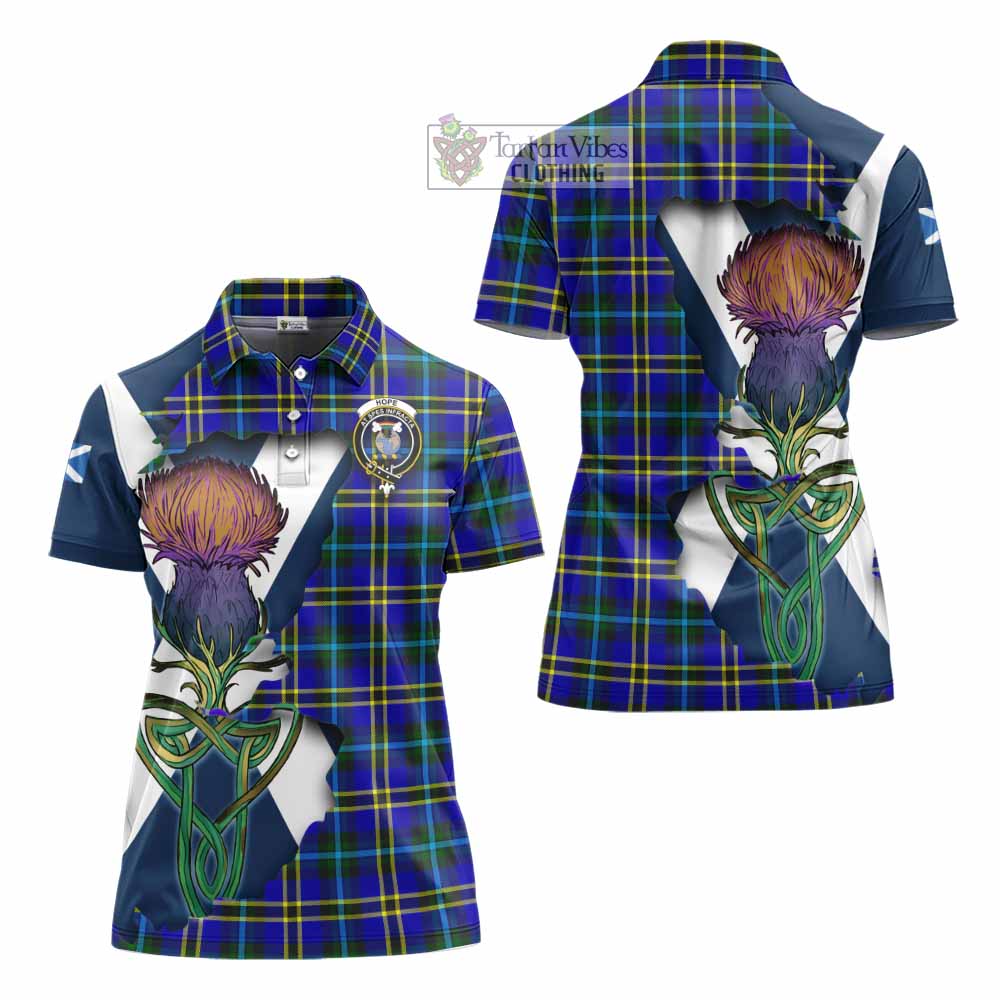 Tartan Vibes Clothing Hope Tartan Family Crest Women's Polo Shirt Scottish Thistle Celtic Inspired