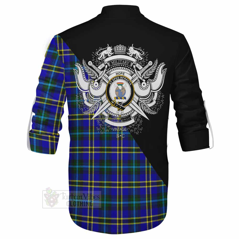 Tartan Vibes Clothing Hope Tartan Ghillie Kilt Shirt with Family Crest and Military Logo Style