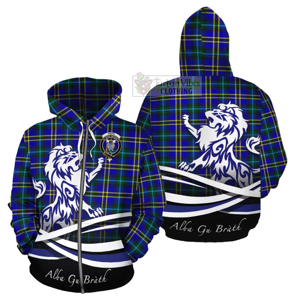 Tartan Vibes Clothing Hope Tartan Cotton Hoodie with Alba Gu Brath Regal Lion Emblem
