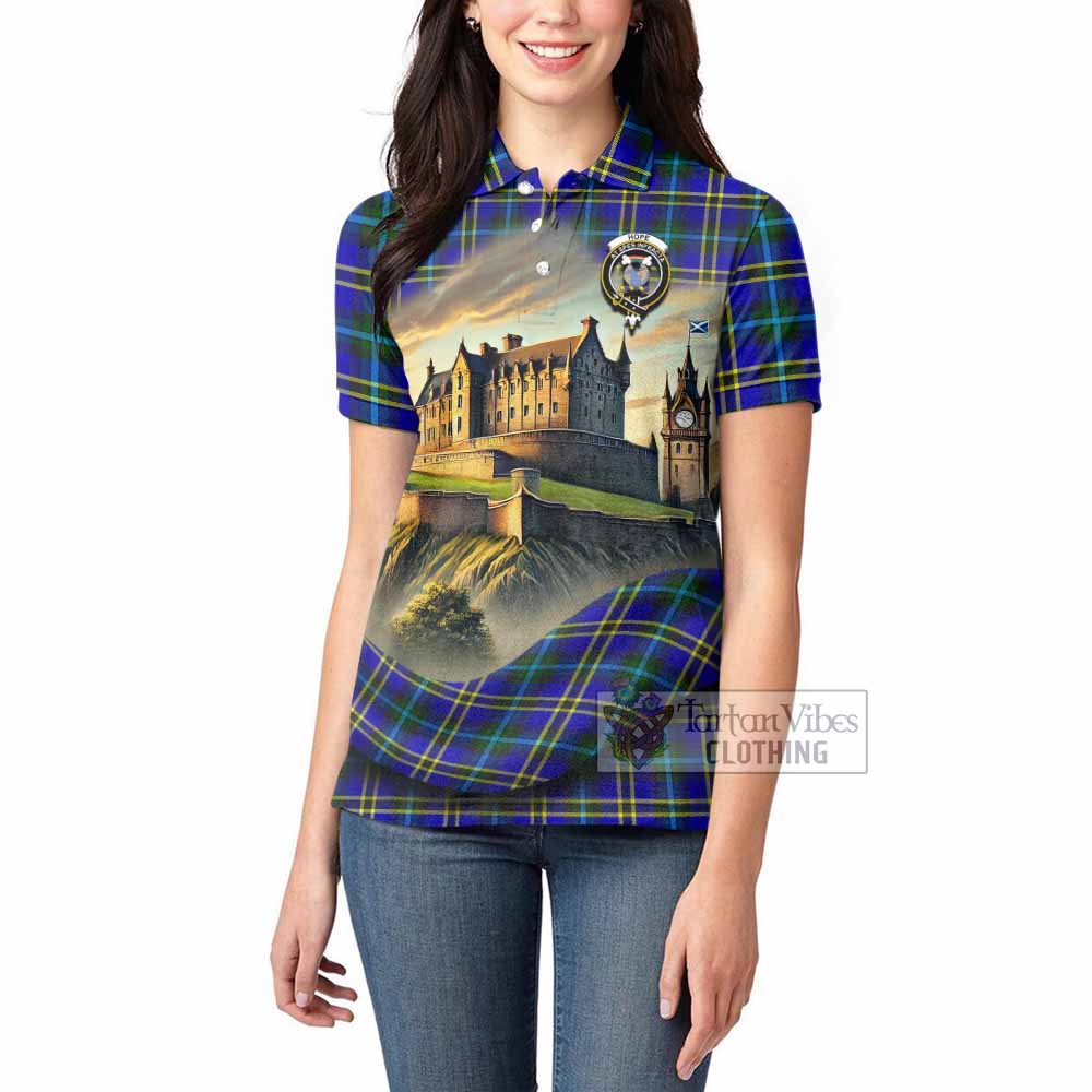 Tartan Vibes Clothing Hope Tartan Family Crest Women's Polo Shirt with Scottish Ancient Castle Stype