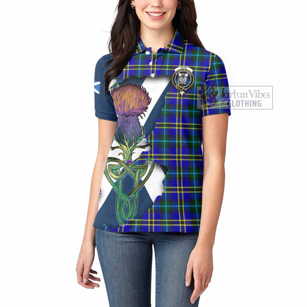 Tartan Vibes Clothing Hope Tartan Family Crest Women's Polo Shirt Scottish Thistle Celtic Inspired