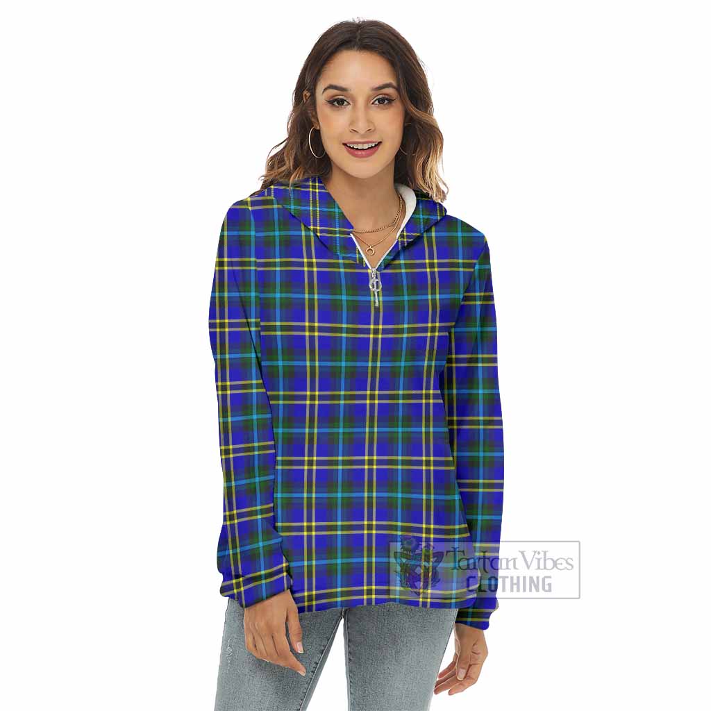 Tartan Vibes Clothing Hope Tartan Women's Borg  Half Zip Fleece Hoodie