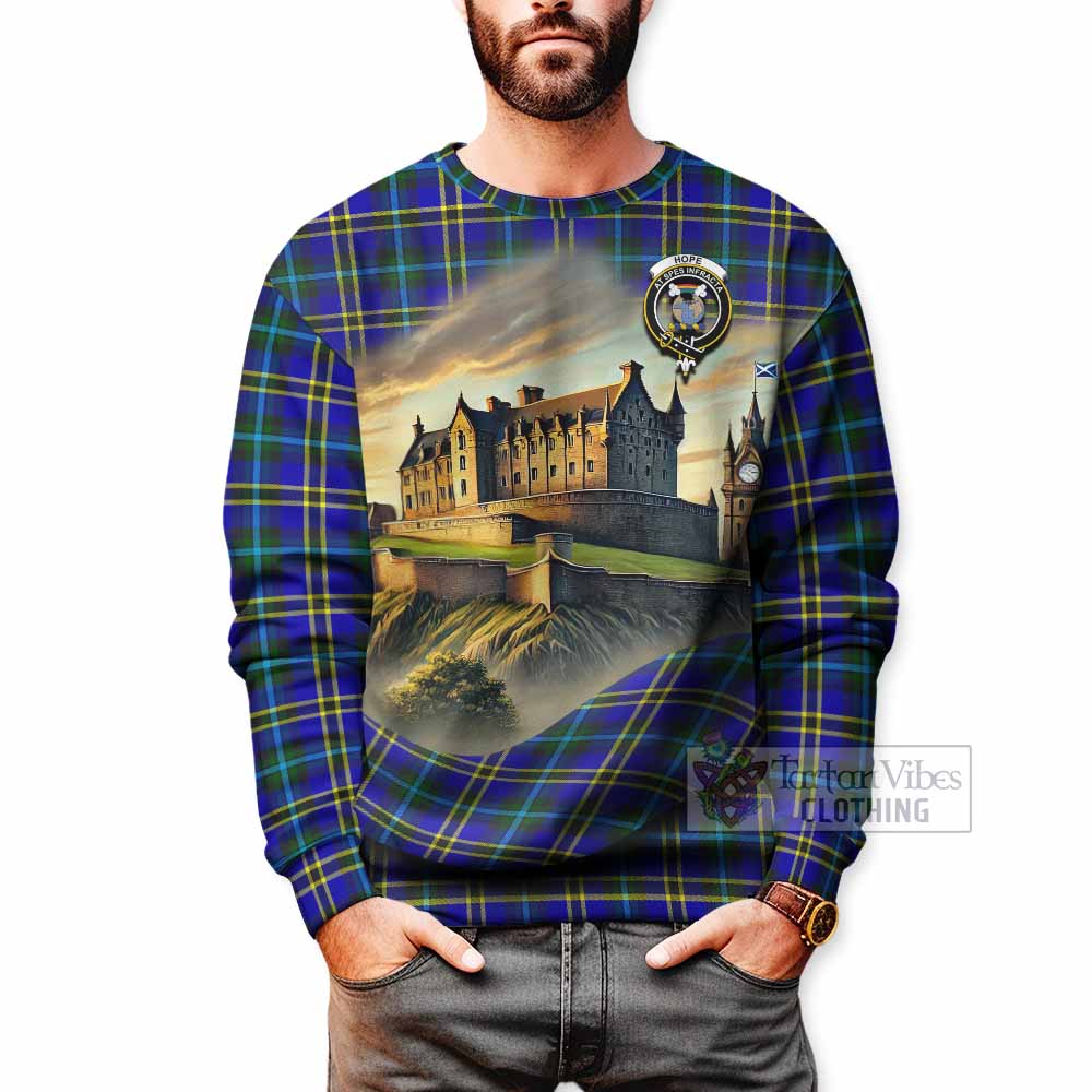 Tartan Vibes Clothing Hope Tartan Family Crest Sweatshirt with Scottish Ancient Castle Style