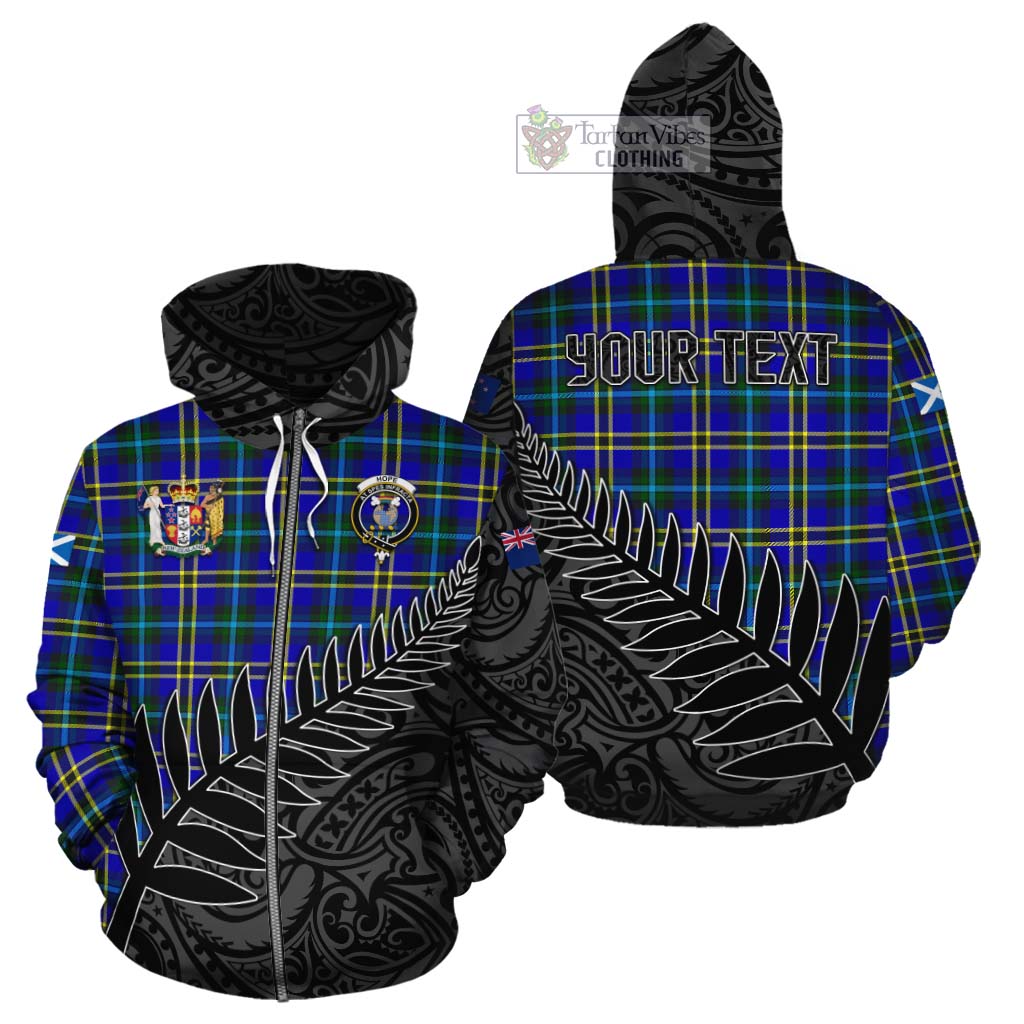 Tartan Vibes Clothing Hope Crest Tartan Cotton Hoodie with New Zealand Silver Fern Half Style