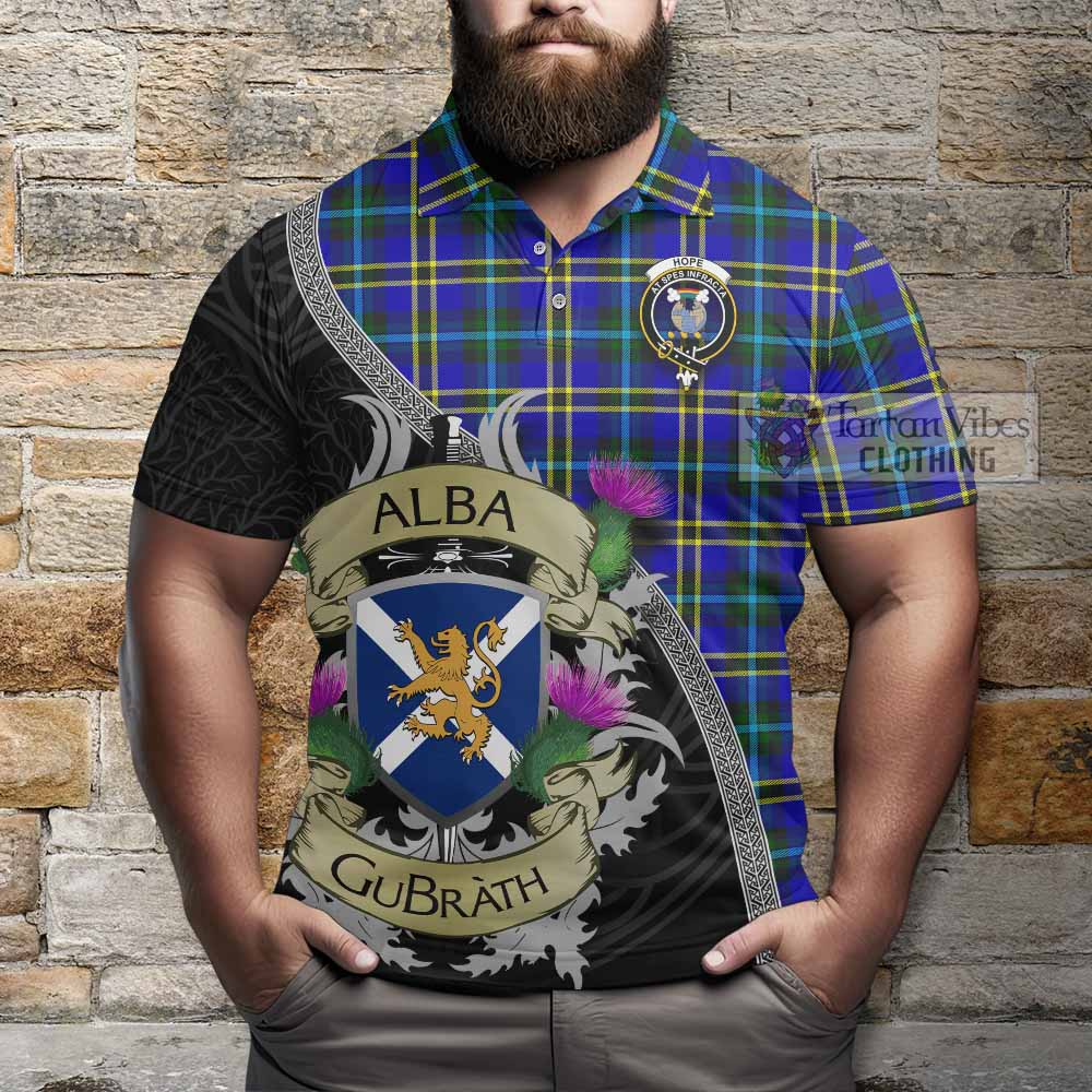 Tartan Vibes Clothing Hope Tartan Family Crest Polo Shirt Lion Rampant Royal Thistle Shield Celtic Inspired