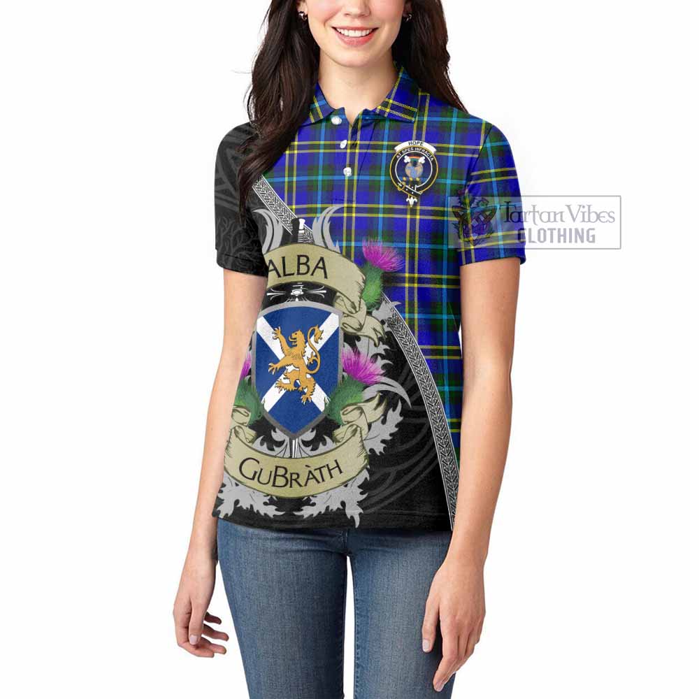 Tartan Vibes Clothing Hope Tartan Family Crest Women's Polo Shirt Lion Rampant Royal Thistle Shield Celtic Inspired