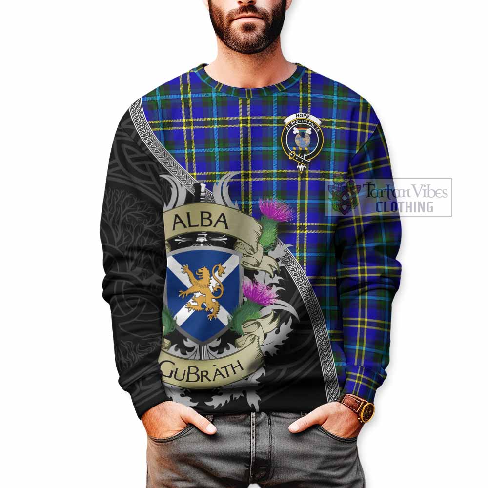 Tartan Vibes Clothing Hope Tartan Family Crest Sweatshirt Lion Rampant Royal Thistle Shield Celtic Inspired
