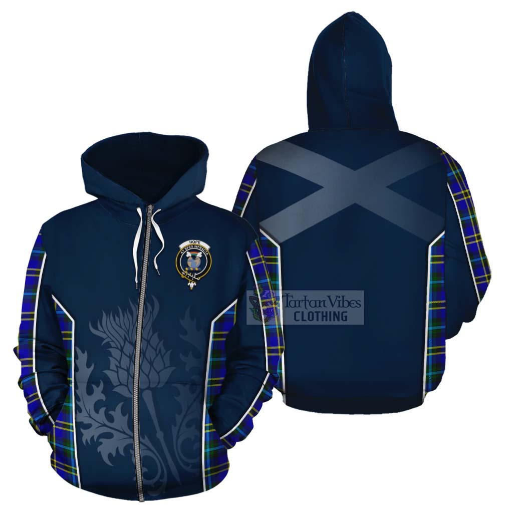 Tartan Vibes Clothing Hope Tartan Cotton Hoodie with Family Crest and Scottish Thistle Vibes Sport Style