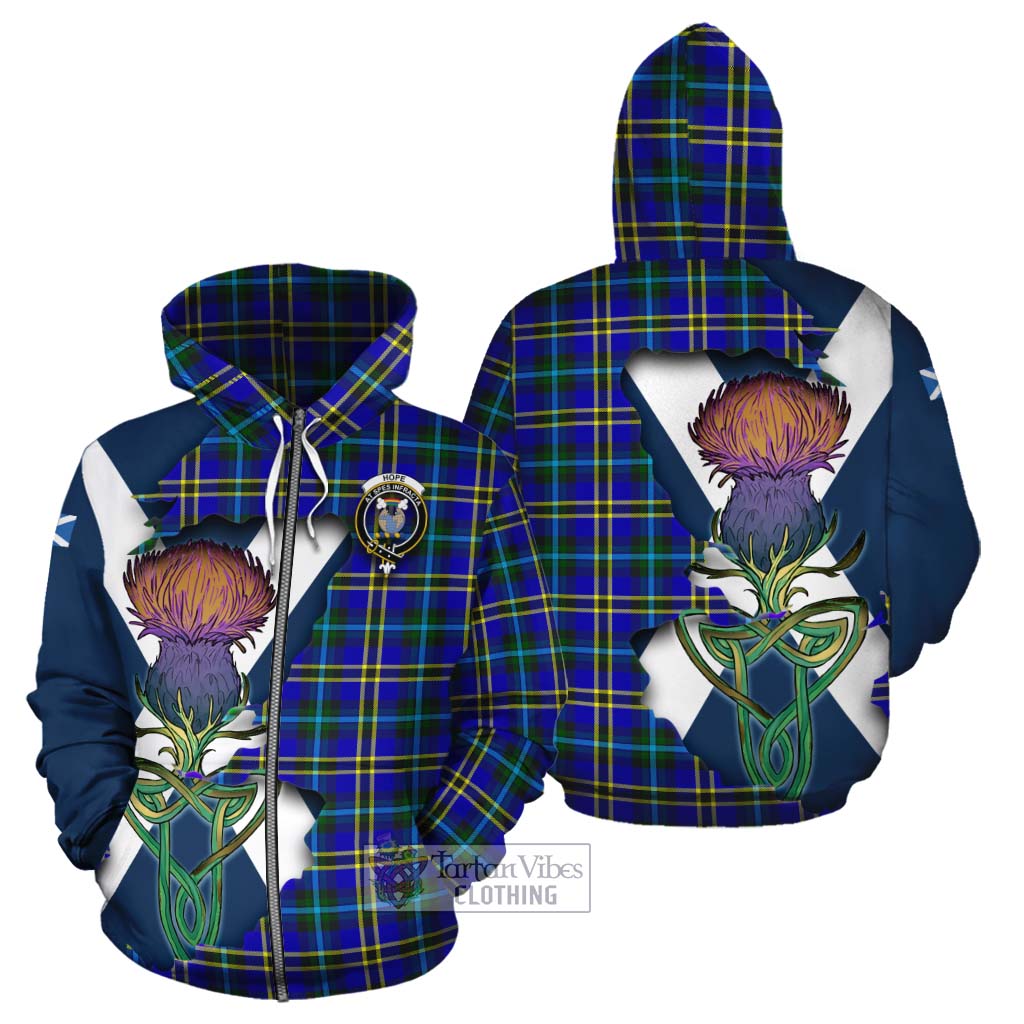 Tartan Vibes Clothing Hope Tartan Family Crest Cotton Hoodie Scottish Thistle Celtic Inspired