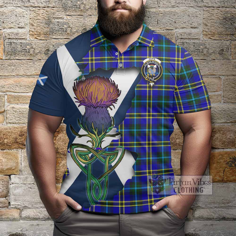 Tartan Vibes Clothing Hope Tartan Family Crest Polo Shirt Scottish Thistle Celtic Inspired