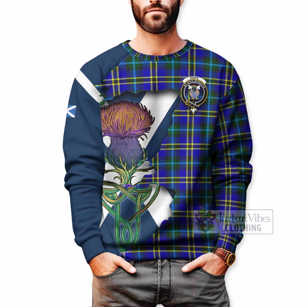 Tartan Vibes Clothing Hope Tartan Family Crest Sweatshirt Scottish Thistle Celtic Inspired