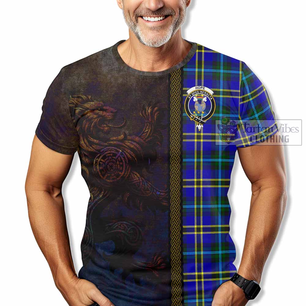 Tartan Vibes Clothing Hope Tartan Family Crest T-Shirt Alba Gu Brath Be Brave Lion Ancient Style