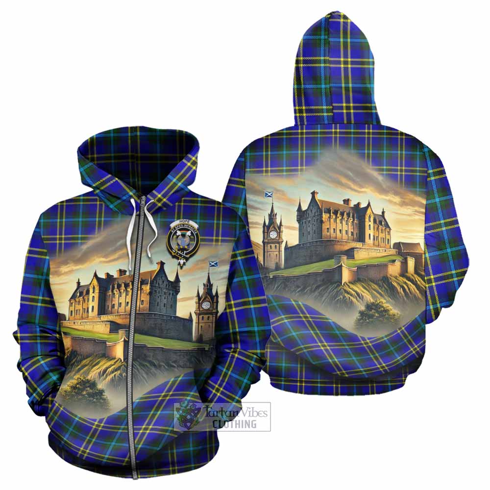 Tartan Vibes Clothing Hope Tartan Family Crest Hoodie with Scottish Ancient Castle Style