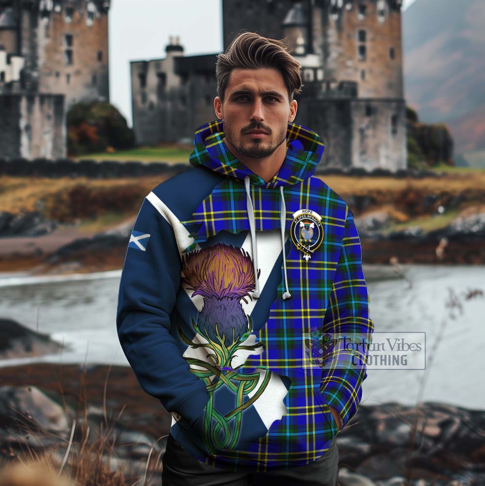Tartan Vibes Clothing Hope Tartan Family Crest Cotton Hoodie Scottish Thistle Celtic Inspired