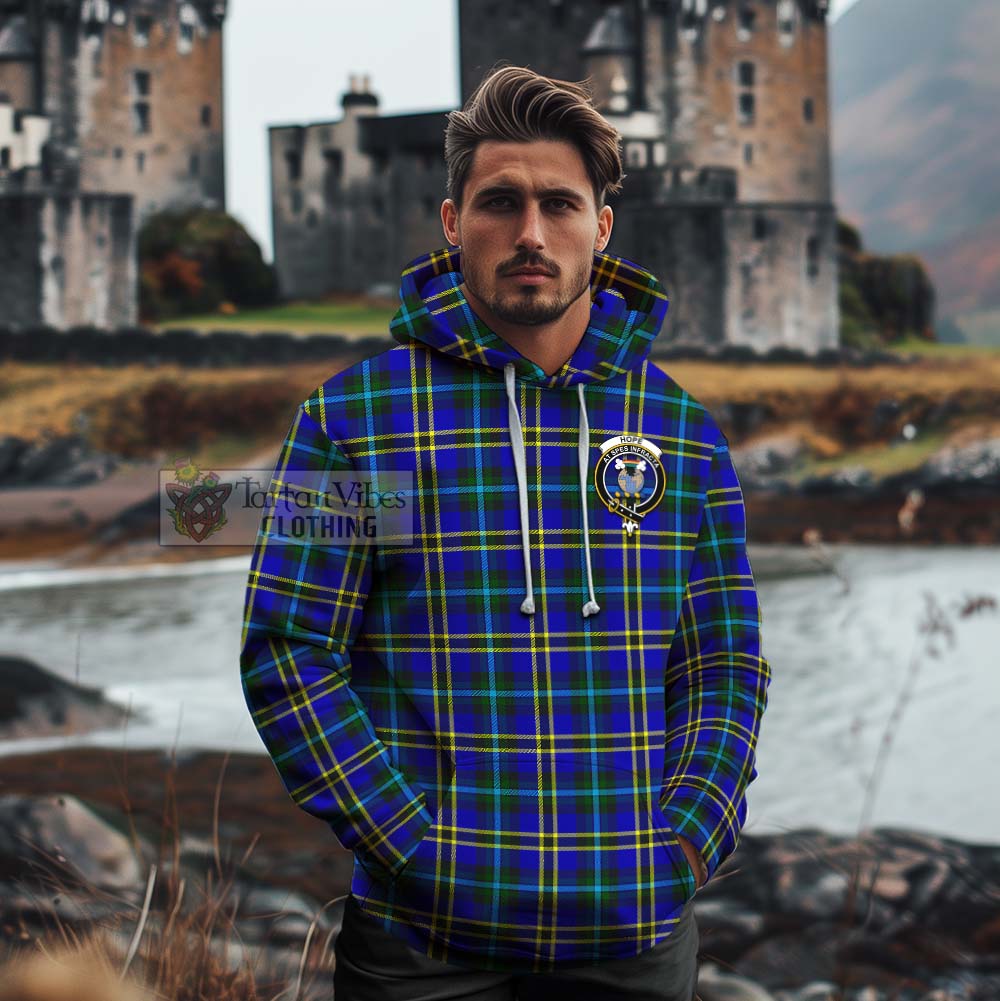 Tartan Vibes Clothing Hope Tartan Cotton Hoodie with Family Crest Celtic Skull Style