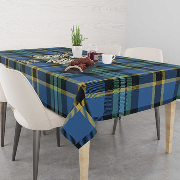 Hope Ancient Tartan Tablecloth with Clan Crest and the Golden Sword of Courageous Legacy