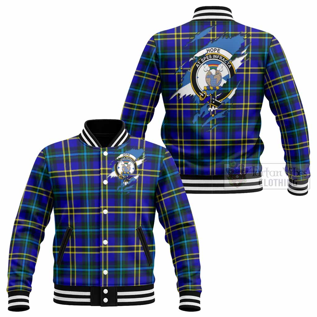 Hope Clan Crest In Me Tartan Baseball Jacket Scotland Flag Style