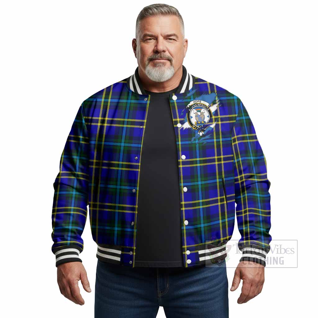 Hope Clan Crest In Me Tartan Baseball Jacket Scotland Flag Style