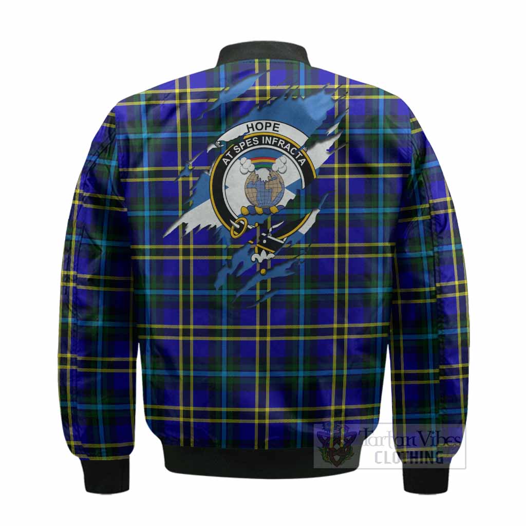 Hope Clan Crest In Me Tartan Bomber Jacket Scotland Flag Style