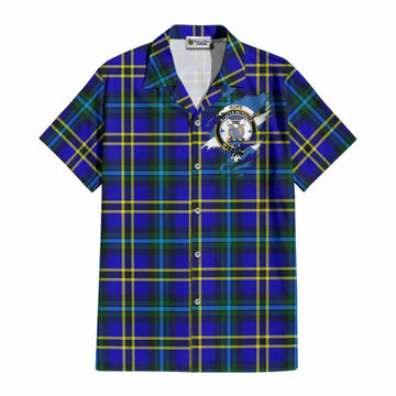 Hope Clan Crest In Me Tartan Cotton Hawaiian Shirt Scotland Flag Style