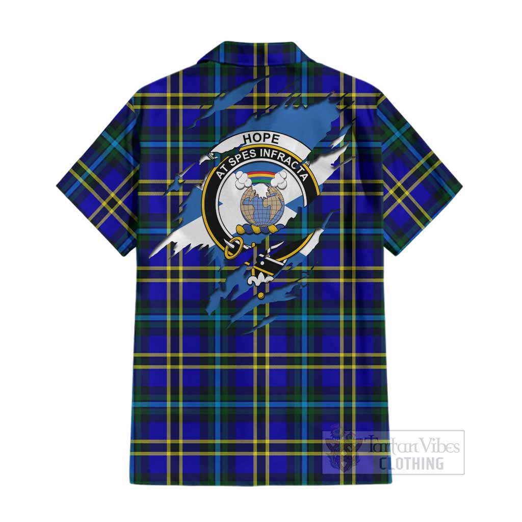 Hope Clan Crest In Me Tartan Cotton Hawaiian Shirt Scotland Flag Style