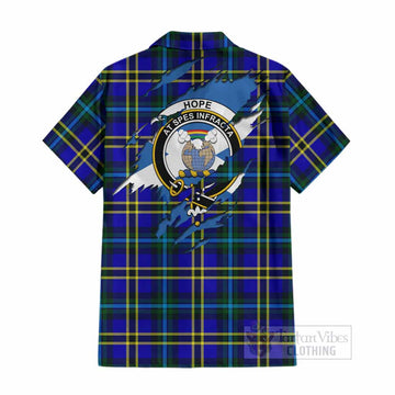 Hope Clan Crest In Me Tartan Cotton Hawaiian Shirt Scotland Flag Style