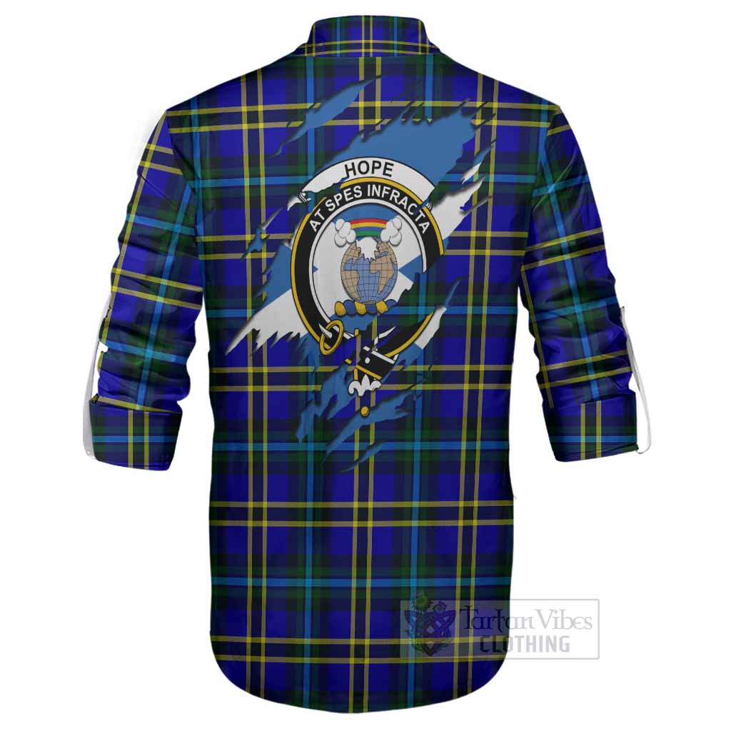 Hope Clan Crest In Me Tartan Ghillie Shirt Scotland Flag Style