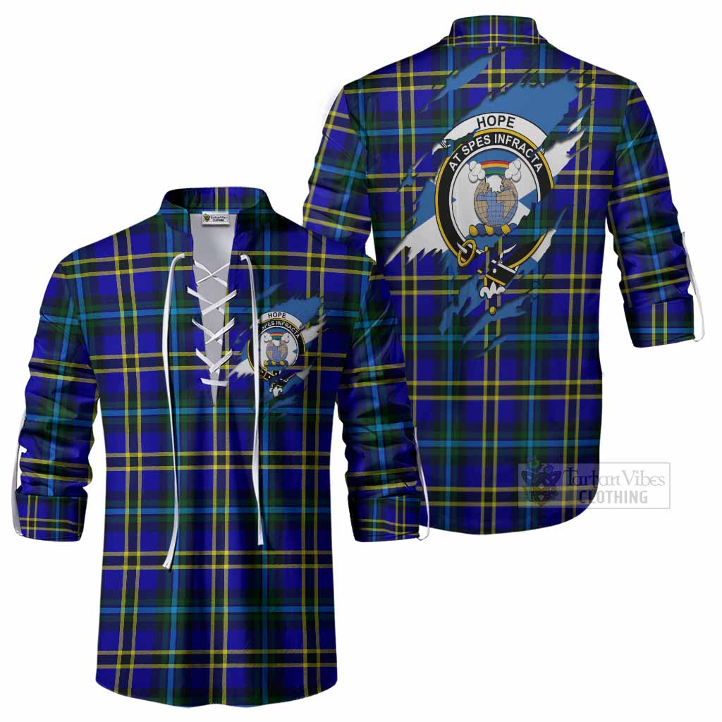 Hope Clan Crest In Me Tartan Ghillie Shirt Scotland Flag Style