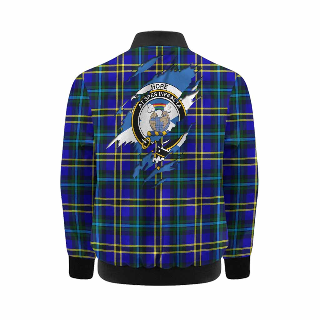Hope Clan Crest In Me Tartan Kid Bomber Jacket Scotland Flag Style