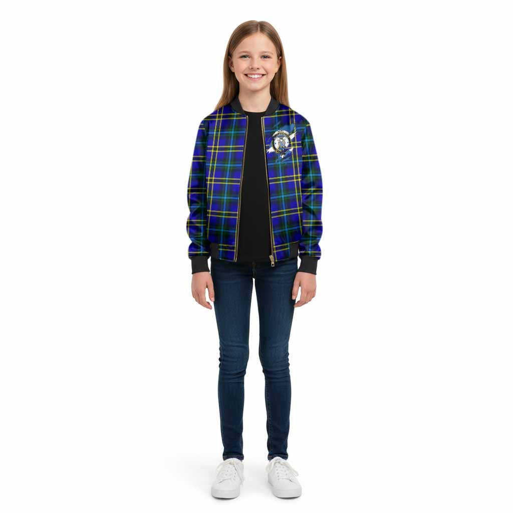 Hope Clan Crest In Me Tartan Kid Bomber Jacket Scotland Flag Style