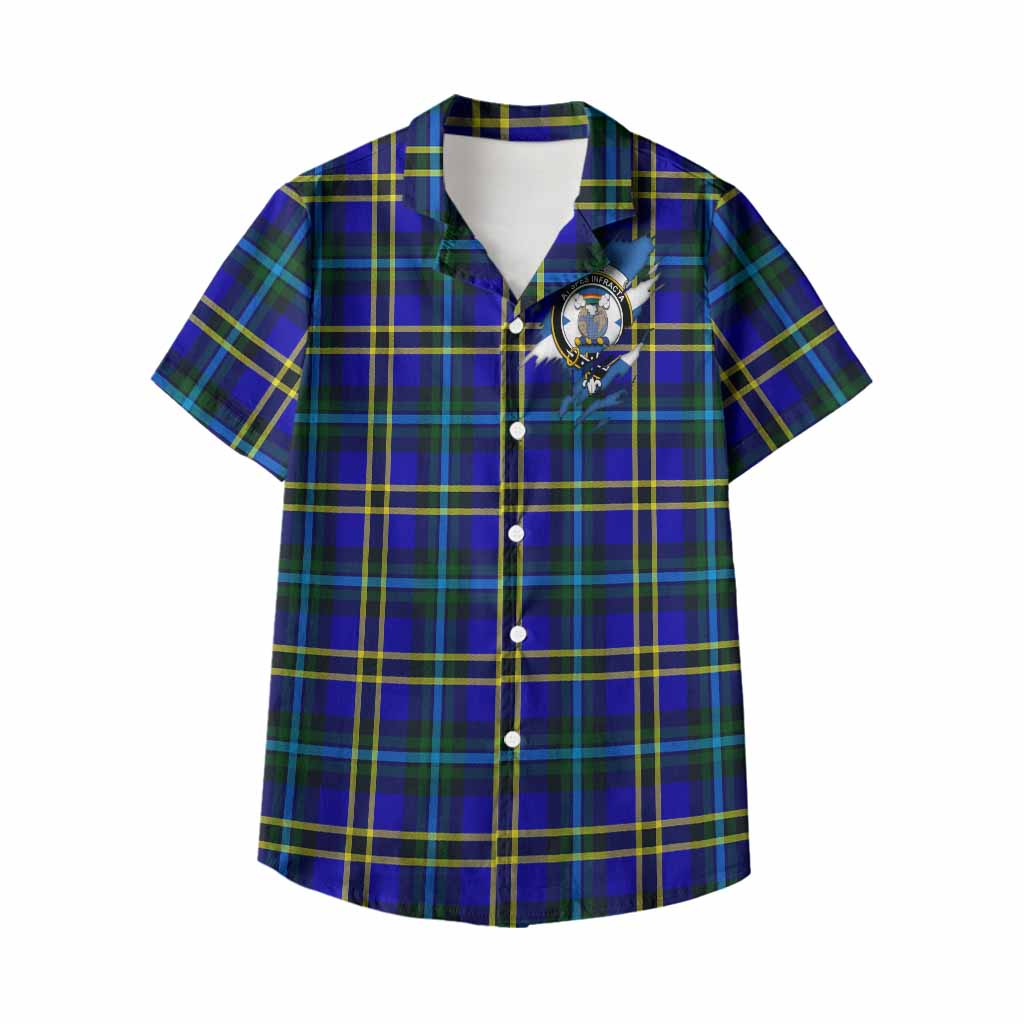 Hope Clan Crest In Me Tartan Kid Hawaiian Shirt Scotland Flag Style