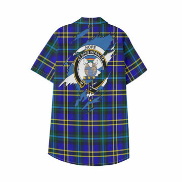 Hope Clan Crest In Me Tartan Kid Hawaiian Shirt Scotland Flag Style
