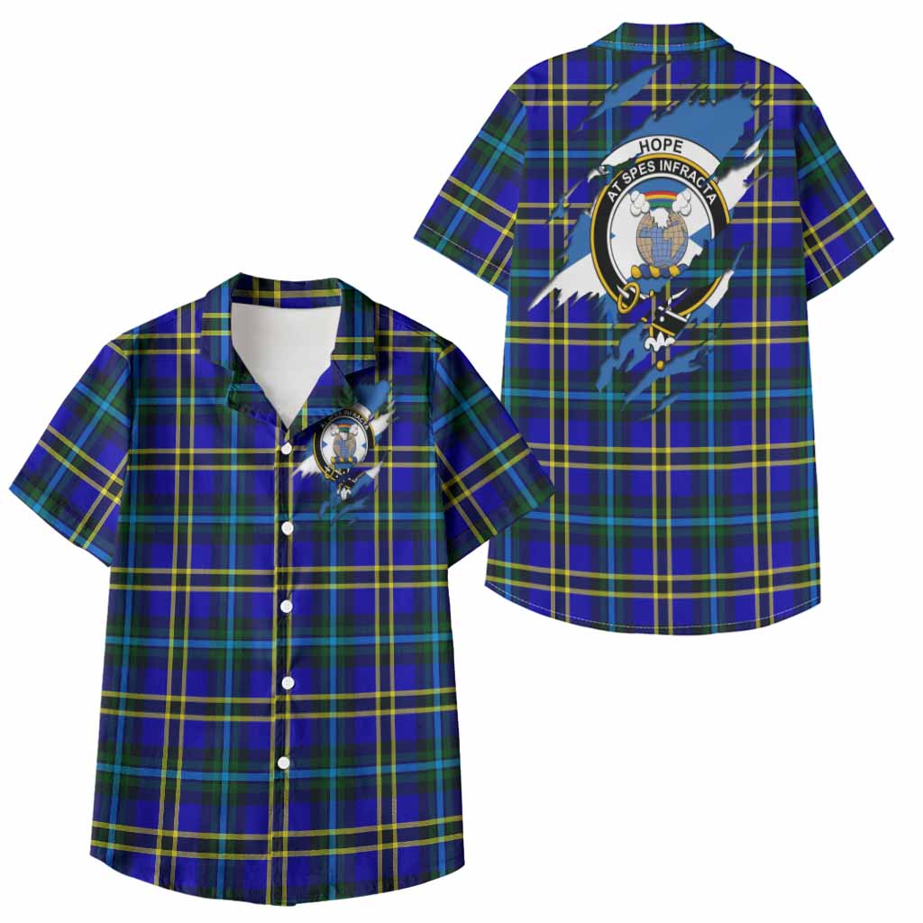 Hope Clan Crest In Me Tartan Kid Hawaiian Shirt Scotland Flag Style