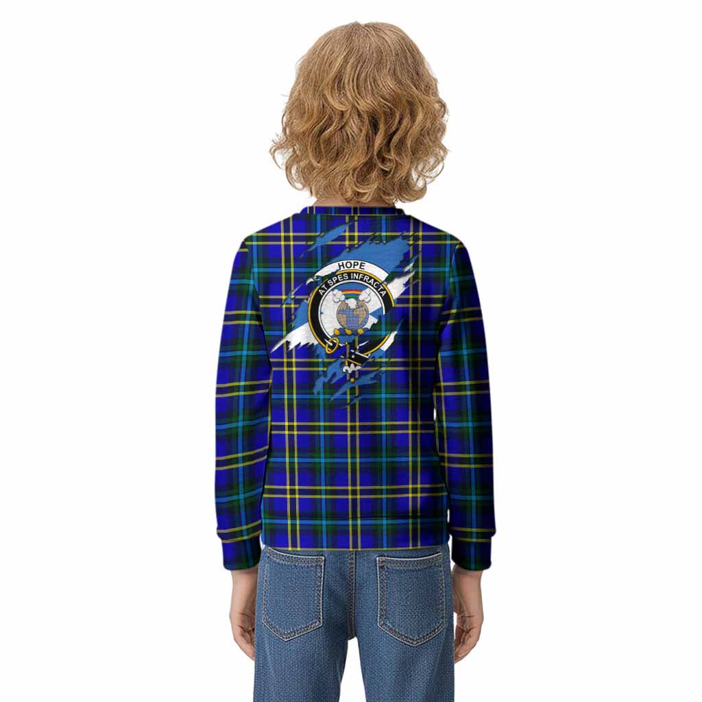 Hope Clan Crest In Me Tartan Kid Knitted Sweatshirt Scotland Flag Style