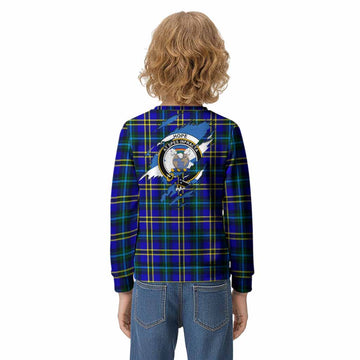 Hope Clan Crest In Me Tartan Kid Knitted Sweatshirt Scotland Flag Style