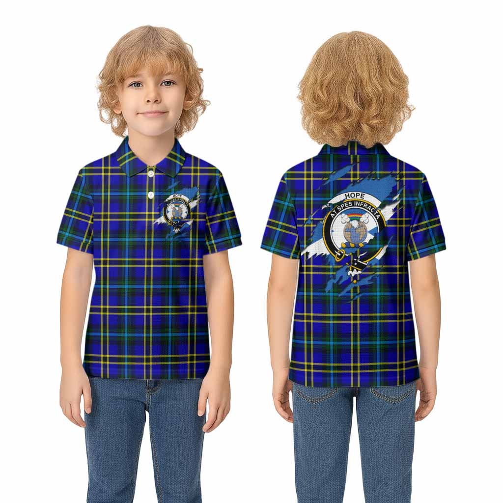 Hope Clan Crest In Me Tartan Kid Polo Shirt Scotland Flag Style