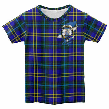 Hope Clan Crest In Me Tartan Kid T-shirt Scotland Flag Style