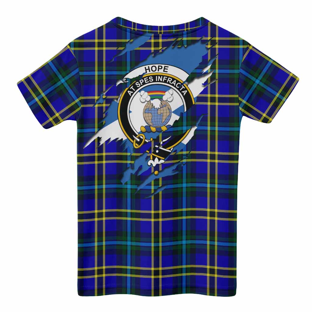 Hope Clan Crest In Me Tartan Kid T-shirt Scotland Flag Style