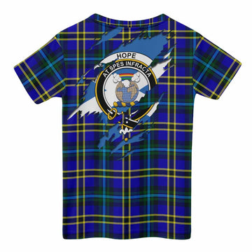 Hope Clan Crest In Me Tartan Kid T-shirt Scotland Flag Style