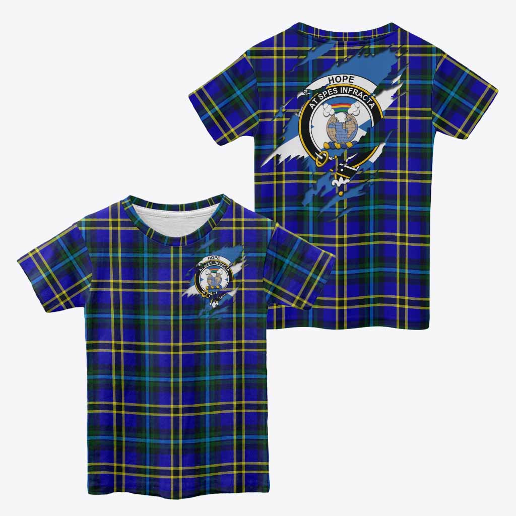 Hope Clan Crest In Me Tartan Kid T-shirt Scotland Flag Style