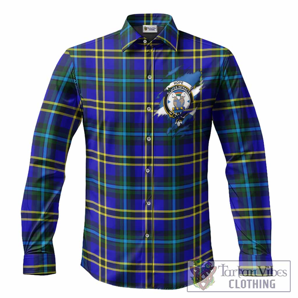 Hope Clan Crest In Me Tartan Long Sleeve Button Shirts Scotland Flag Style