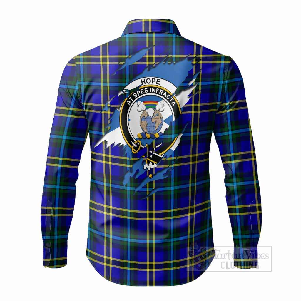 Hope Clan Crest In Me Tartan Long Sleeve Button Shirts Scotland Flag Style