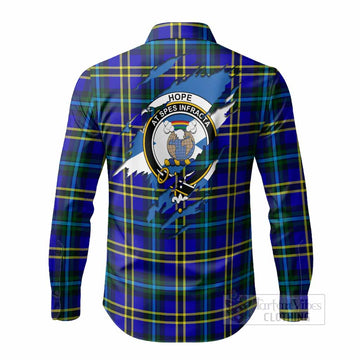 Hope Clan Crest In Me Tartan Long Sleeve Button Shirts Scotland Flag Style