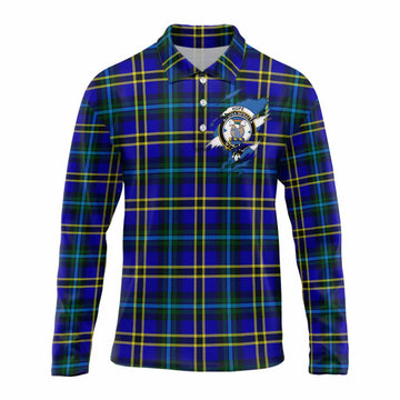 Hope Clan Crest In Me Tartan Long Sleeve Polo Shirt Scotland Flag Style