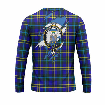 Hope Clan Crest In Me Tartan Long Sleeve T-Shirt Scotland Flag Style