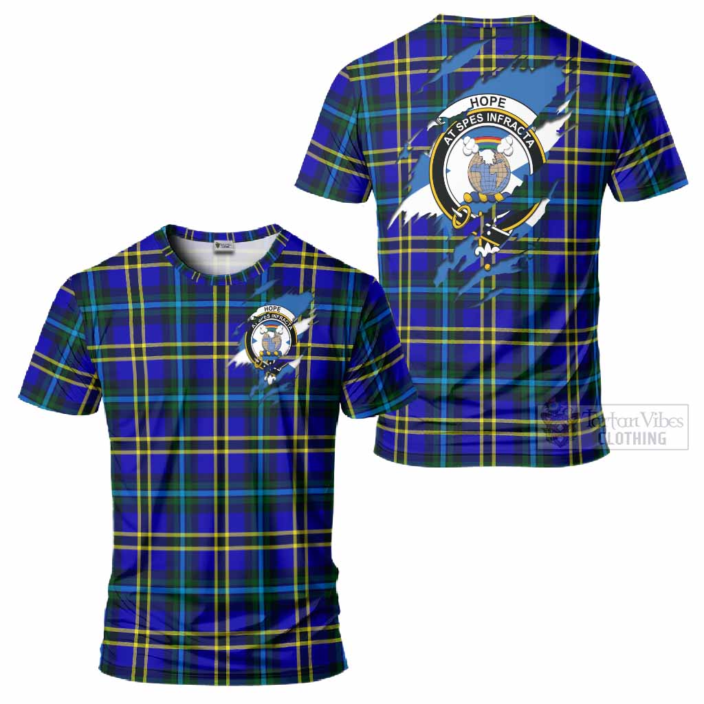 Hope Clan Crest In Me Tartan T-Shirt Scotland Flag Style