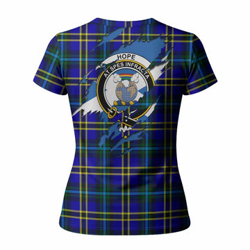 Hope Clan Crest In Me Tartan Women T shirt Scotland Flag Style