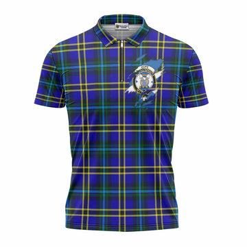 Hope Clan Crest In Me Tartan Zipper Polo Shirt Scotland Flag Style