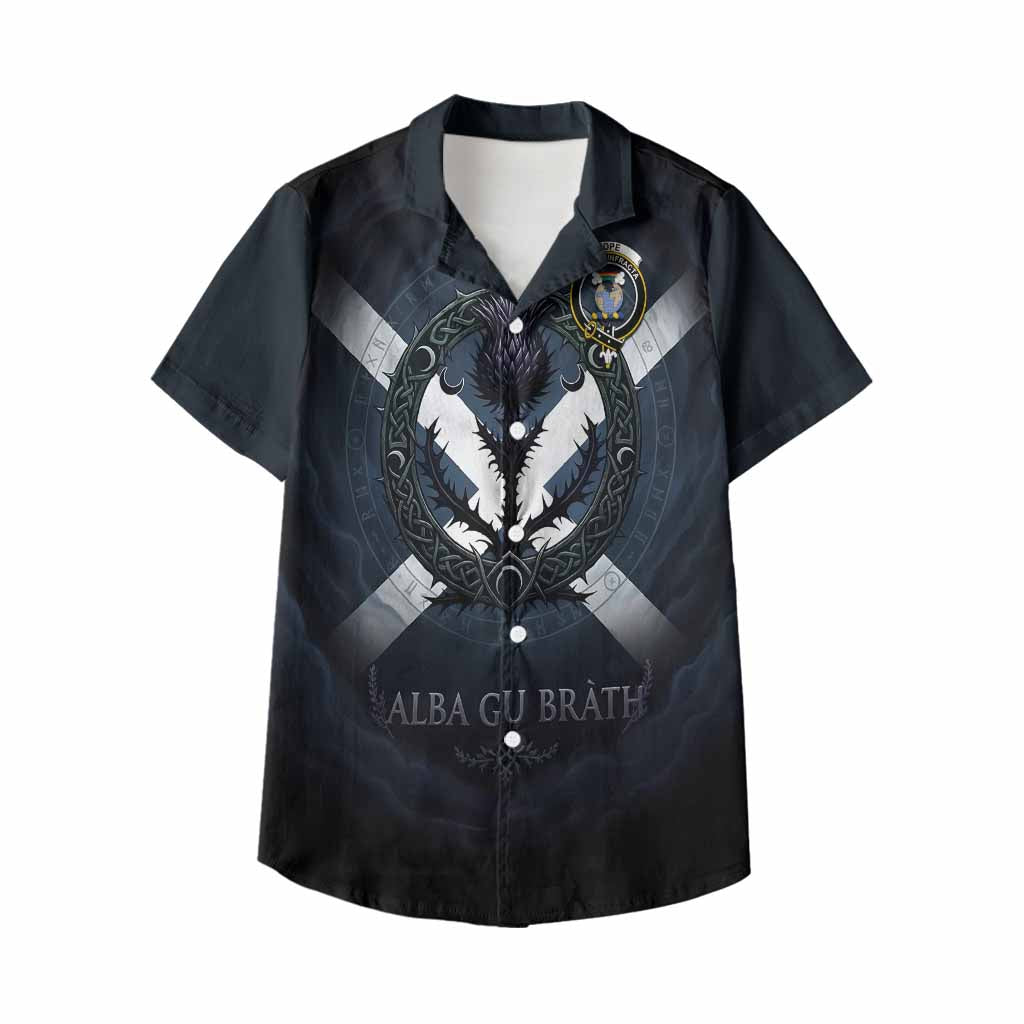 Hope Clan Crest Kid Hawaiian Shirt with Celtic Knot Thistle and Saltire